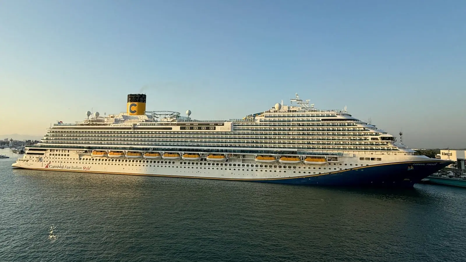 Carnival Firenze alongside at Puerto Vallarta, Mexico, in October 2024