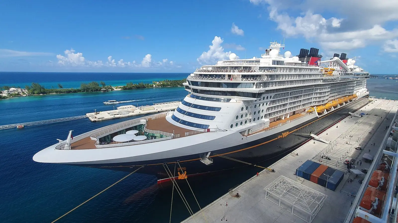 Disney Wish docked at Nassau in the Bahamas in August 2022
