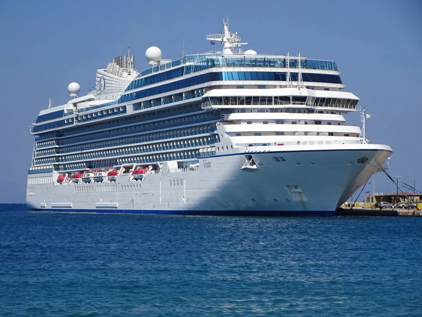 Oceania Vista alongside the quay in the port of Rhodes, Greece, in September 2024